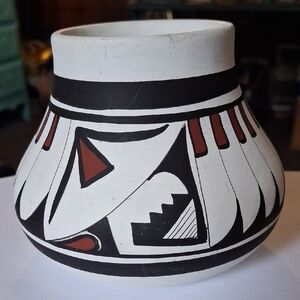 Black and White Geometric Ceramic Art Piece